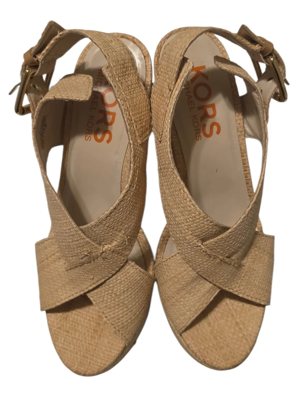 Michael Kors Women's Tan Woven Platform Sandals